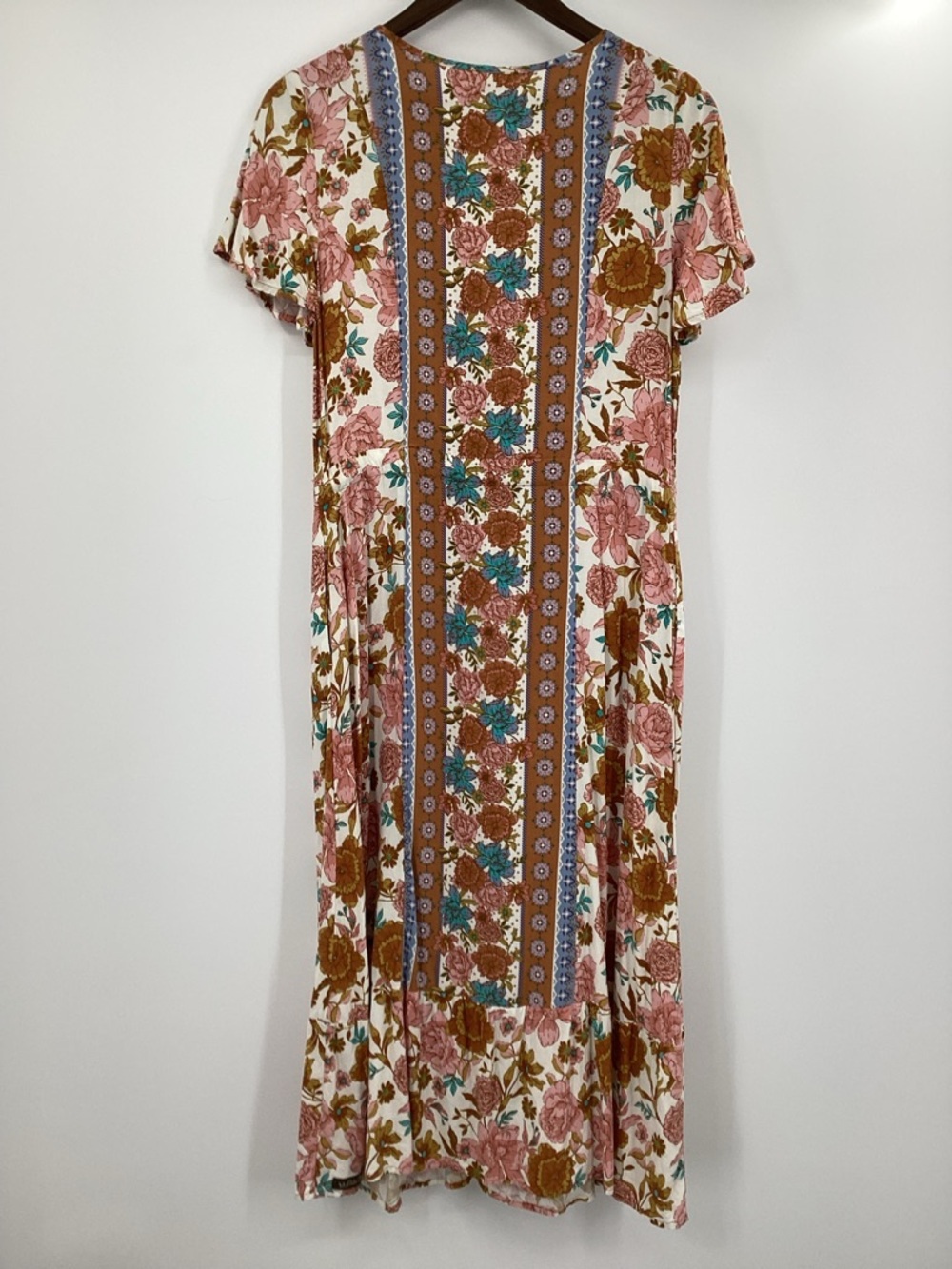Matilda Jane Just For a Moment Floral V-Neck Midi Dress in Pink, Brown and Teal - Picture 3 of 12